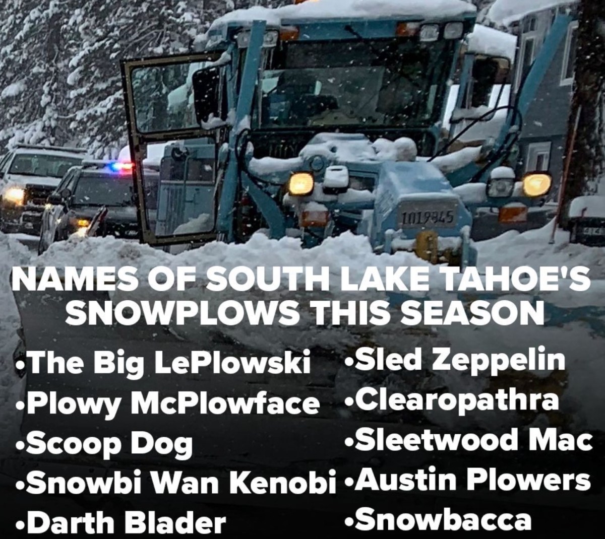 “Sleetwood Mac” South Lake Tahoe Snowplow Naming Contest Winners Revealed